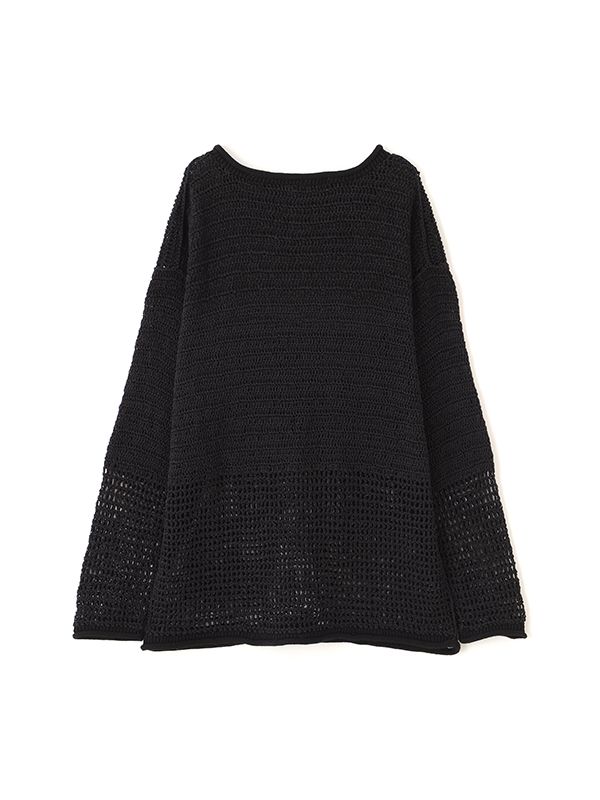 シアークロシェニットプルオーバー - BLACK