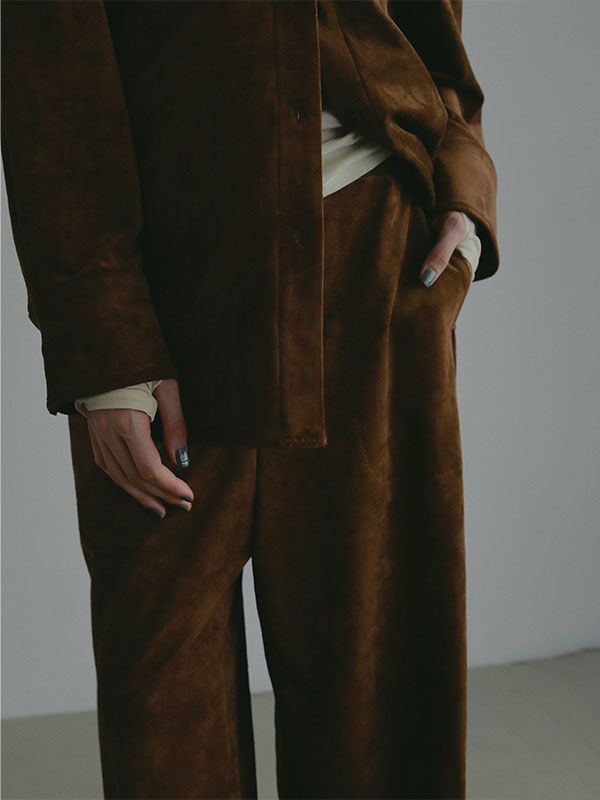 フェイクスウェードオーバーサイズシャツ (CAMEL)