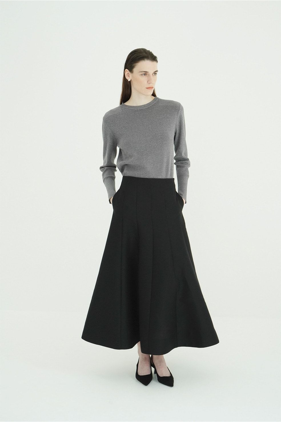 【26AW】ベーシックコンパクトニットトップス - BASIC COMPACT KNIT TOPS (GREY)