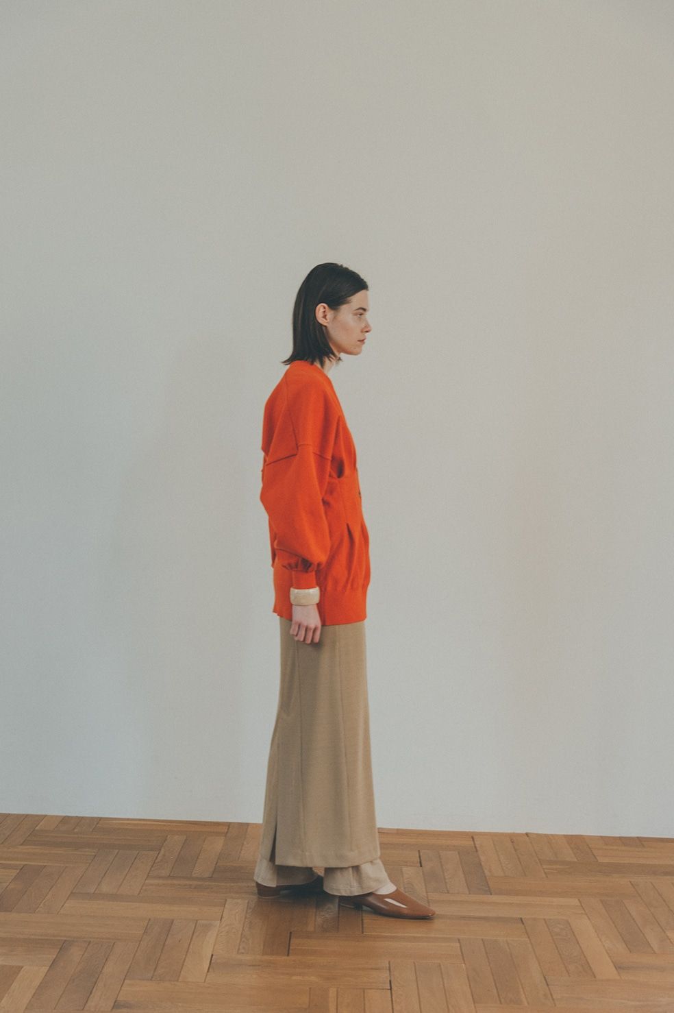 ウエストシェイプドルマンカーディガン - WAIST SHAPE DOLMAN CARDIGAN ORANGE
