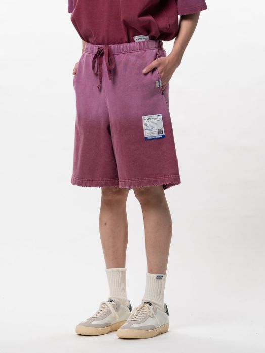 スウェット ショーツ - Sun Faded Like Distressed Sweat Shorts (RED)