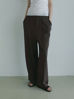 ピンタックリラクシーパンツ - BROWN