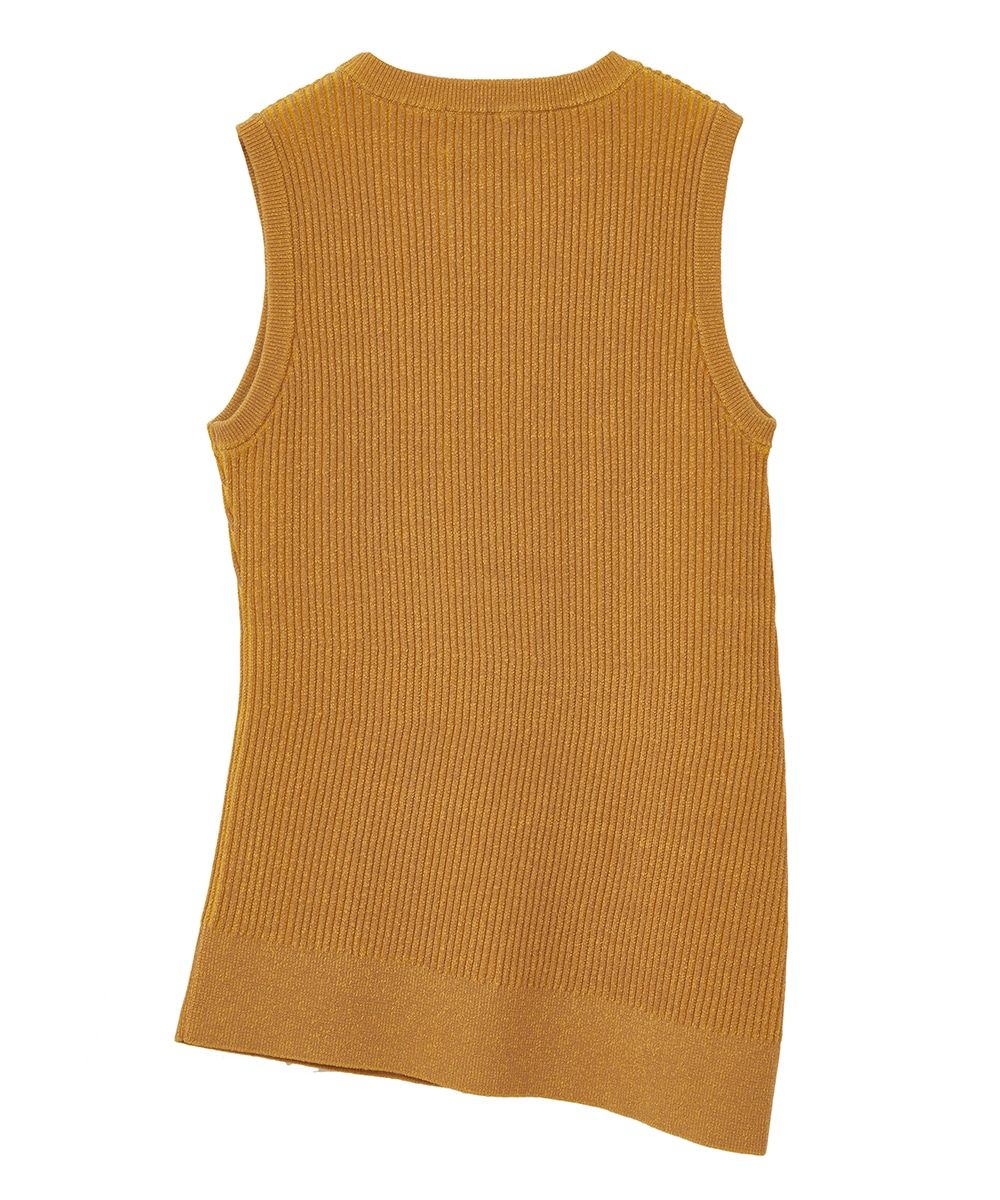 CLANE - SLANT CUT NO SLEEVE KNIT TOPS - YELLOW | ADDICT WEB SHOP