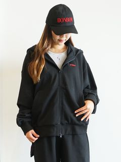 レッドロゴ ジップアップパーカー  -  BLACK
