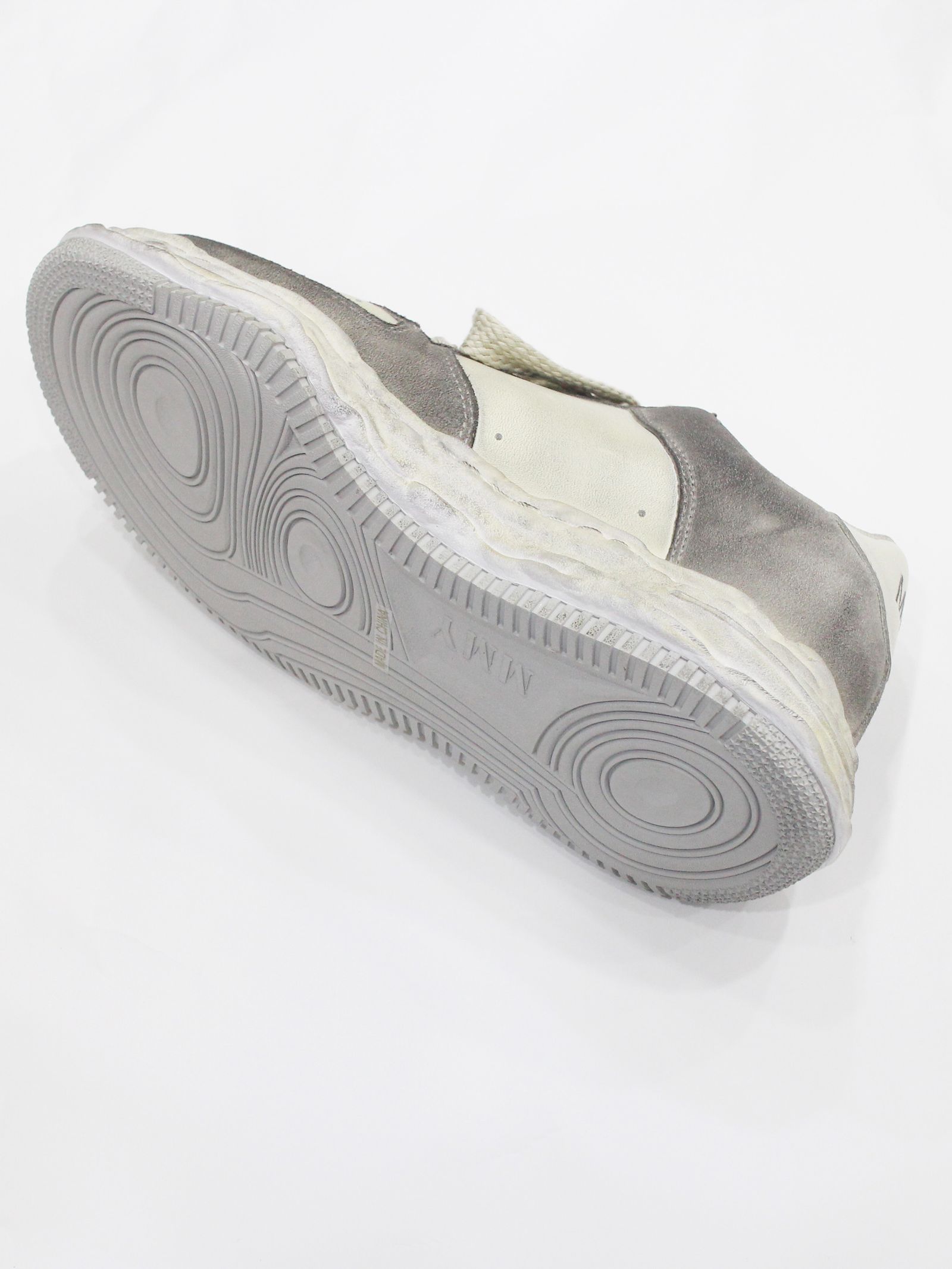 "WAYNE" OG Sole Leather Low-top / distress - Sneaker / オリジナルソール スニーカー / WHITE