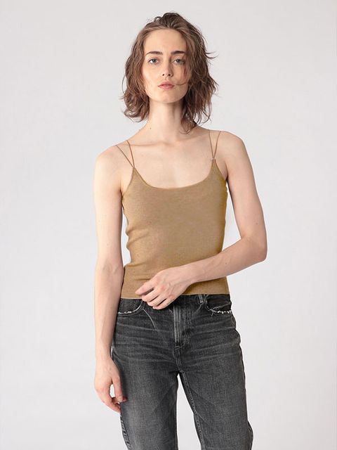 Wストラップカップインニットキャミ - BEIGE