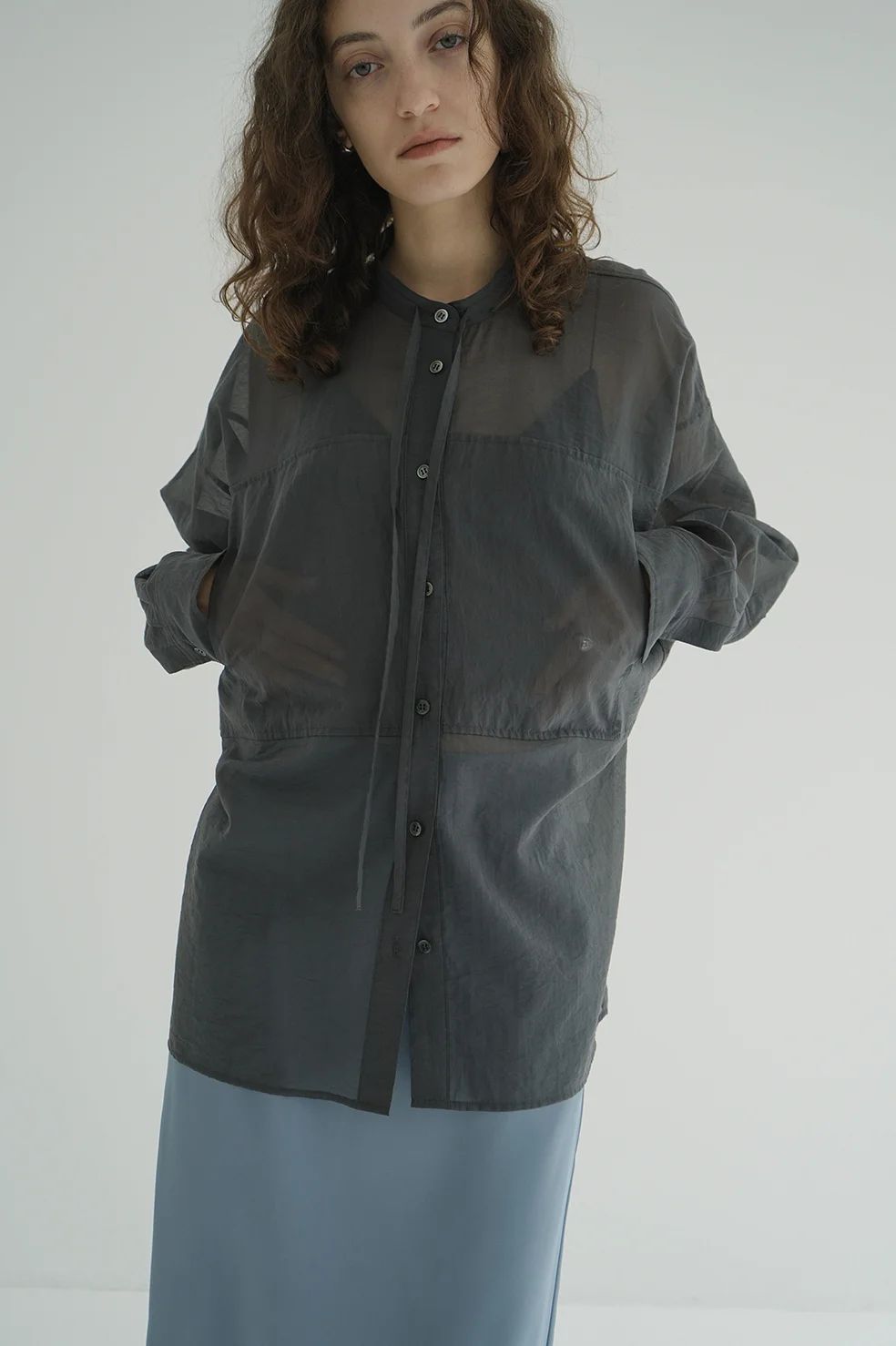 シアードルマンシャツ -  SHEER DOLMAN SHIRTS (GREY)