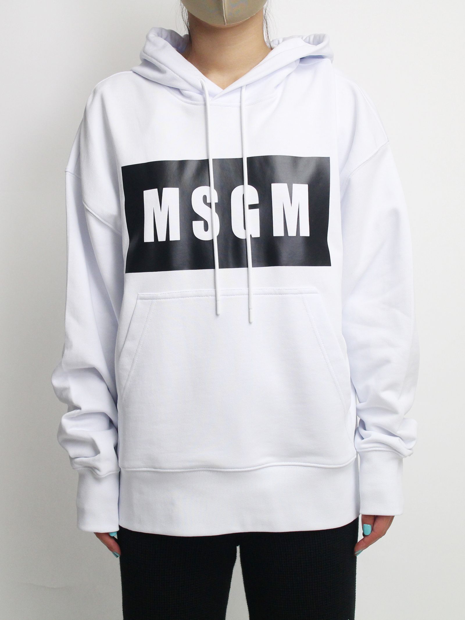 MSGM - ボックスロゴパーカー - BOX LOGO SWEAT - BLACK | ADDICT WEB SHOP