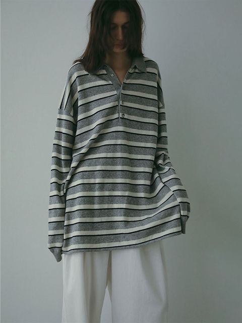 マルチボーダーニットポロ (GREY)