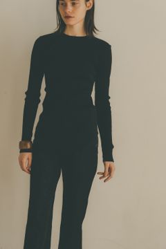 BACK OPEN RIB TOPS - BLACK