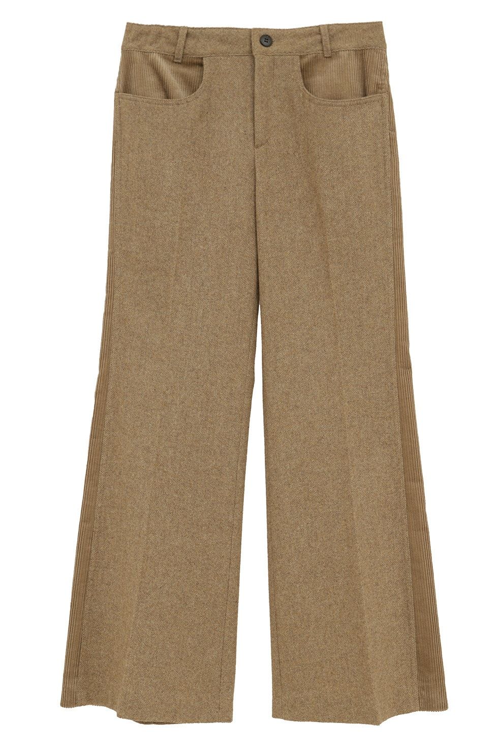 コーデュロイパネルメランジパンツ - CORDUROY PANEL MELANGE PANTS (BEIGE)