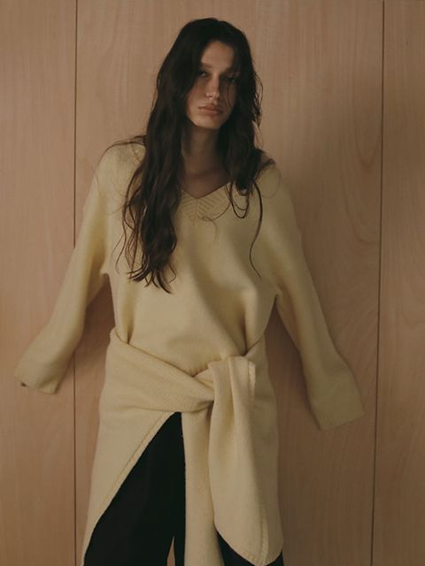 Vネック2wayニットプルオーバー  (YELLOW)