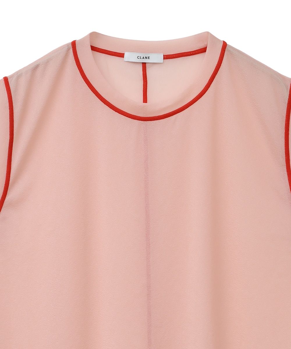 ノースリーブカットソー - LINE SHEER S/S - PINK