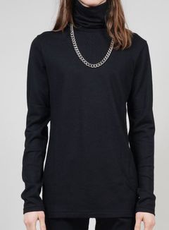 ウォッシャブルウールタートルネックプルオーバー - BLACK