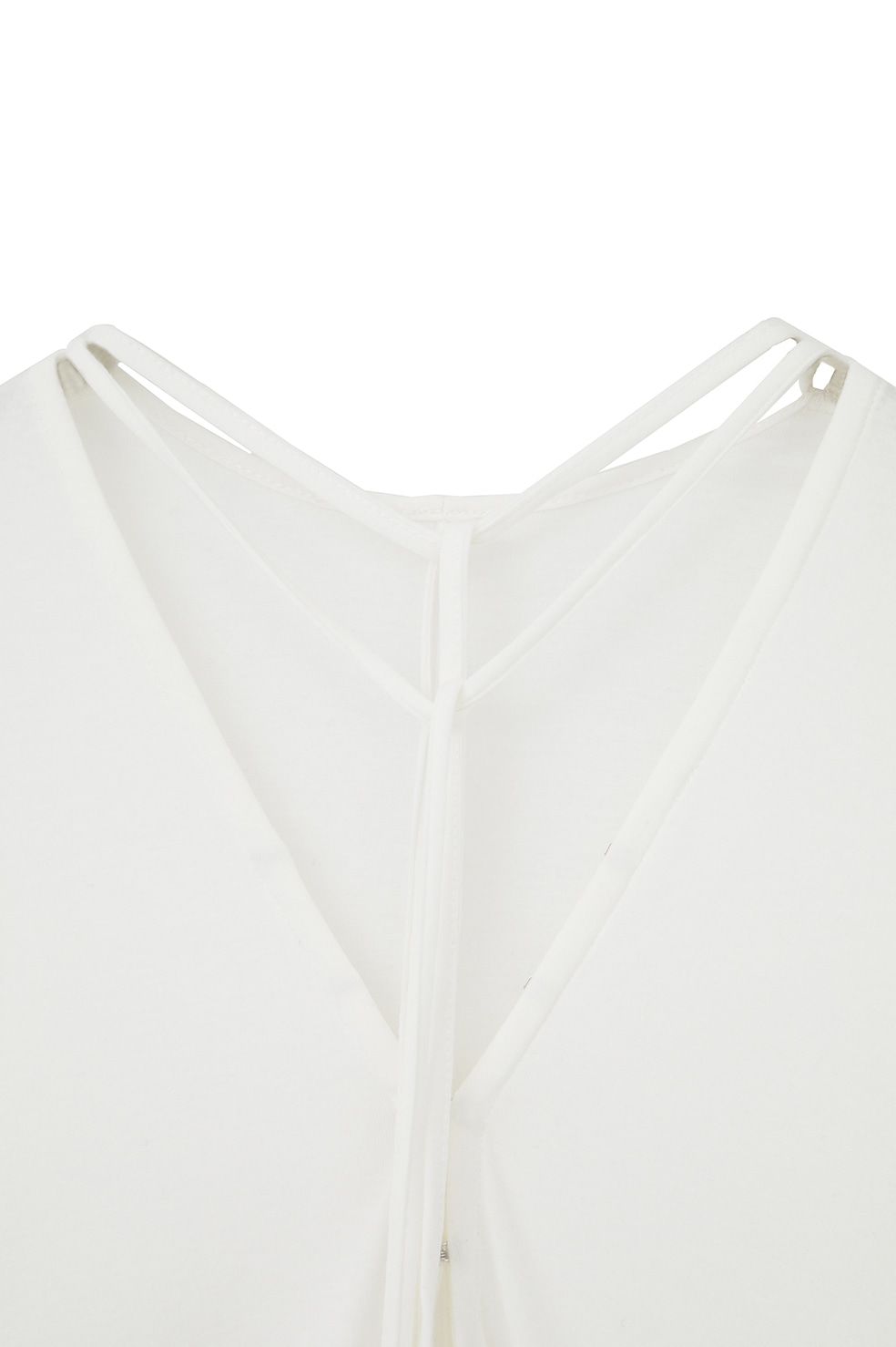 デザインリボンカットトップス - DRAWSTRING LOOSE CUT TOPS (WHITE)