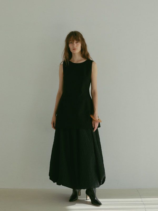 ワイドストラップシェイプトップス - BLACK