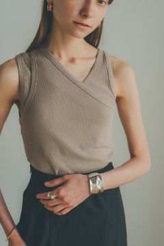 ワンショルダーレイヤードトップス - VONE SHOULDER LAYERD TANK TOPS BEIGE