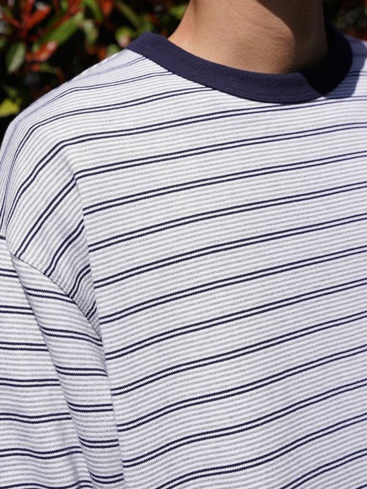 マルチボーダー ロングスリーブ カットソー - MULTI BORDER L/S T-SHIRT - NAVY