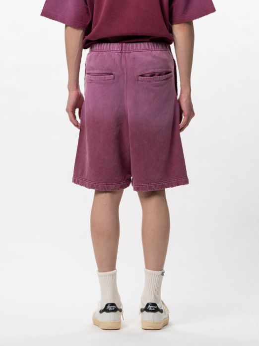 スウェット ショーツ - Sun Faded Like Distressed Sweat Shorts (RED)