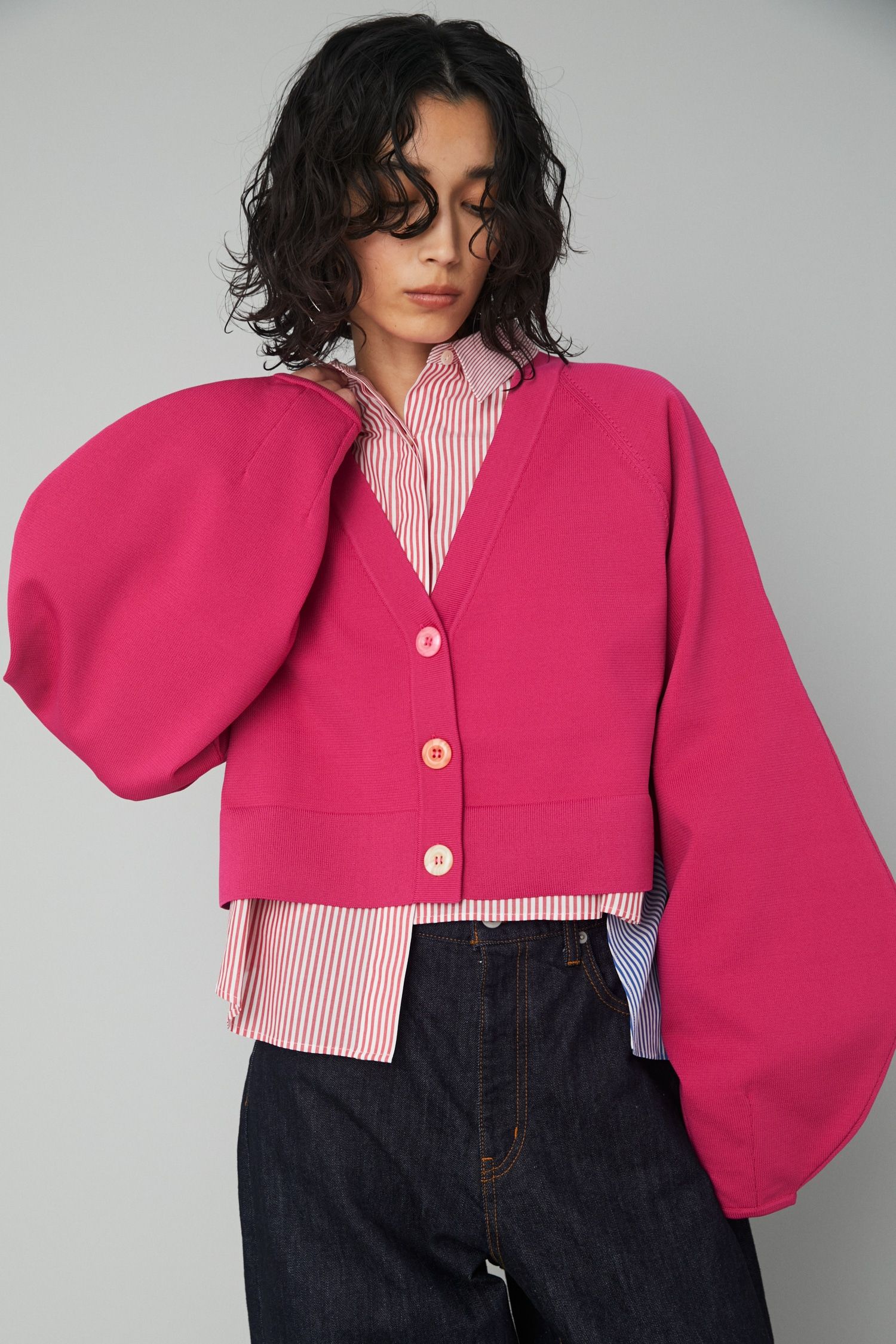 HeRIN.CYE - ショートカーディガン - Short cardigan- PINK HeRIN.CYE - ショートカーディガン - Short cardigan- PINK