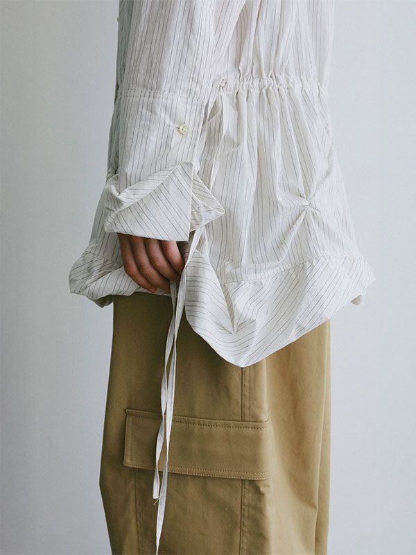 バルーンヘムデザインシャツ (WHITE)