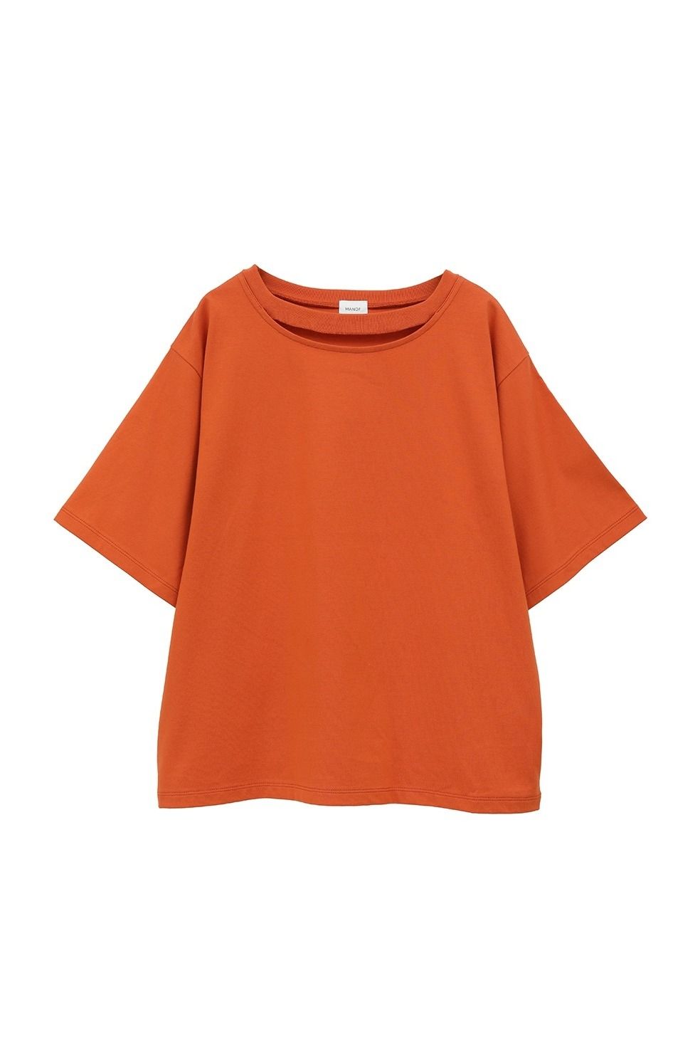 スリットネックトップス - SLIT NECK CUT TOPS - ORANGE