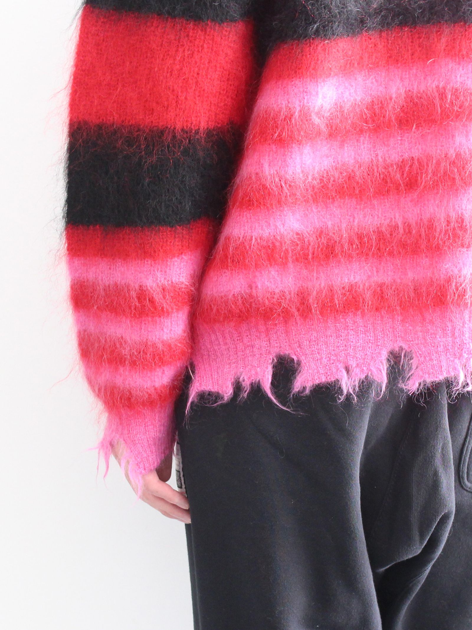 KIDILL - ボーダー モヘアニット - MOHAIR BORDER KNIT - BLACK × RED