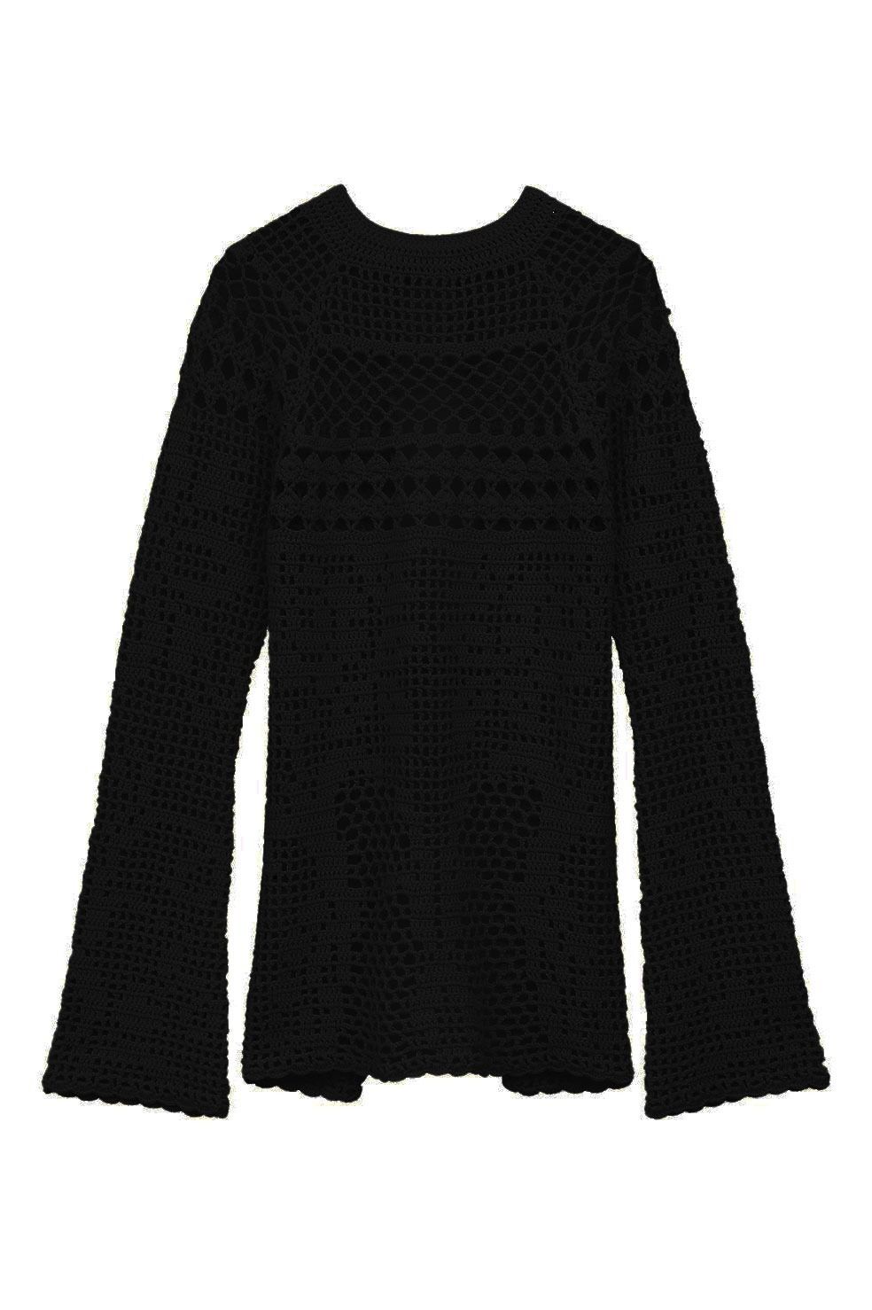 ヴィンテージ　クロシェニット　ブラック 40％off】クロシェショートスリーブニット(ブラック) - seventen
