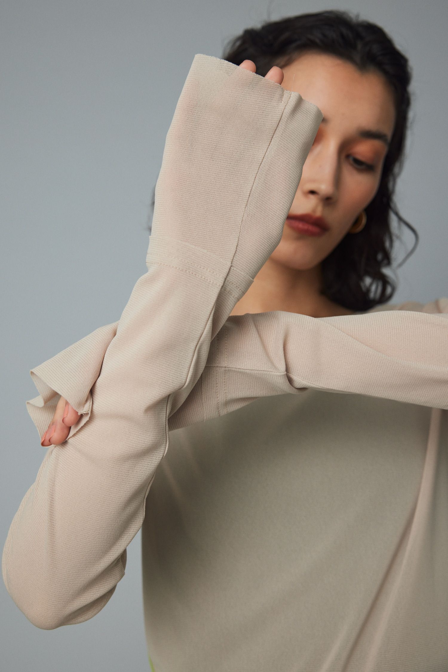 メッシュインナートップス - Mesh inner color tops - BEIGE