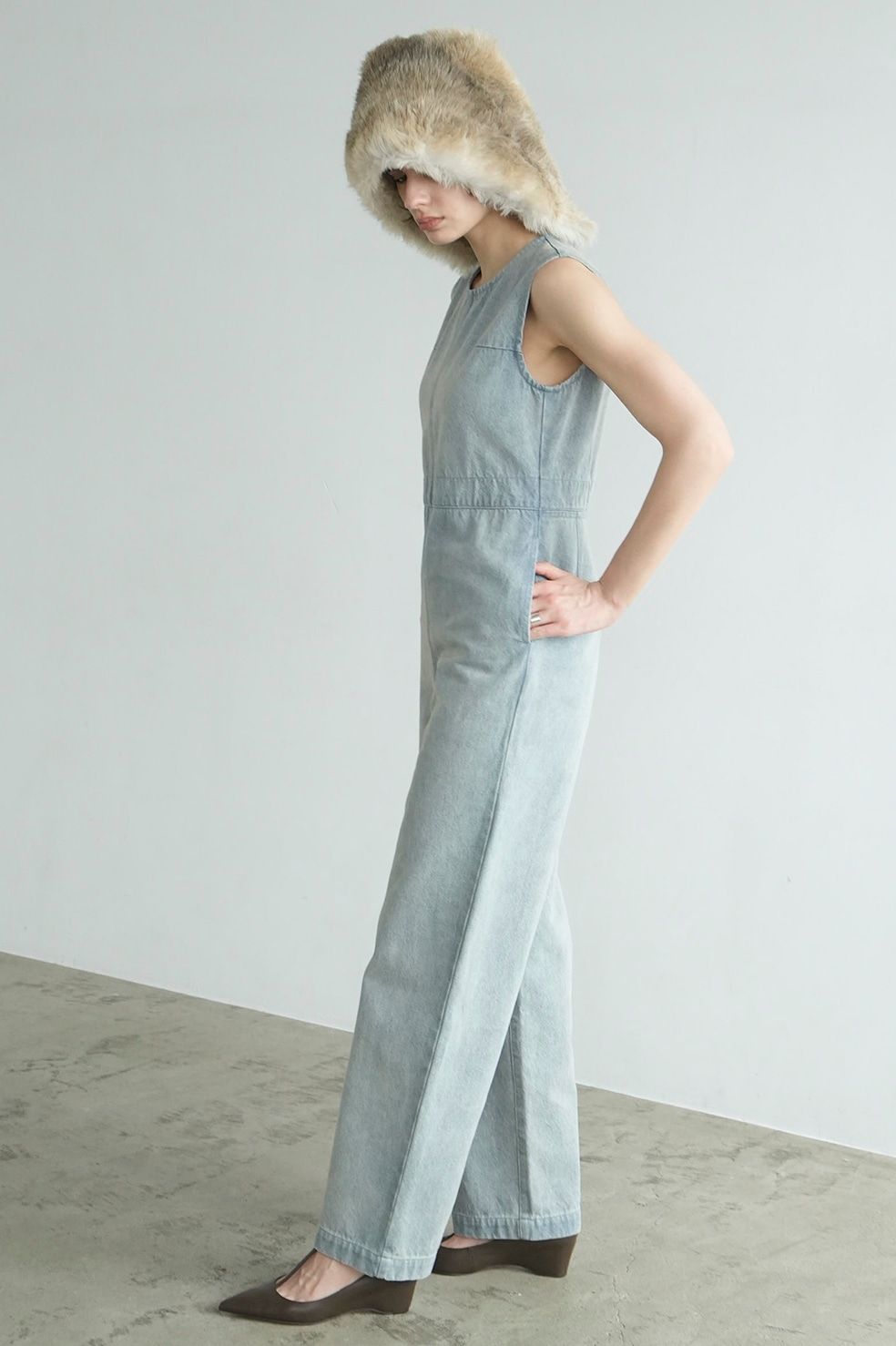 CLANE - バック オープン デニム オールインワン - BACK OPEN DENIM ALL IN ONE - ICE BLUE |  ADDICT WEB SHOP