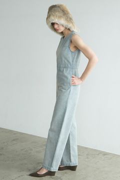 バック オープン デニム オールインワン - BACK OPEN DENIM ALL IN ONE - ICE BLUE
