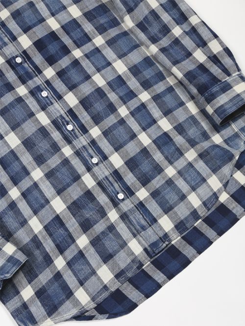 インディゴブリーチチェックシャツ - Check Shirt - BLUE×OFF WHITE