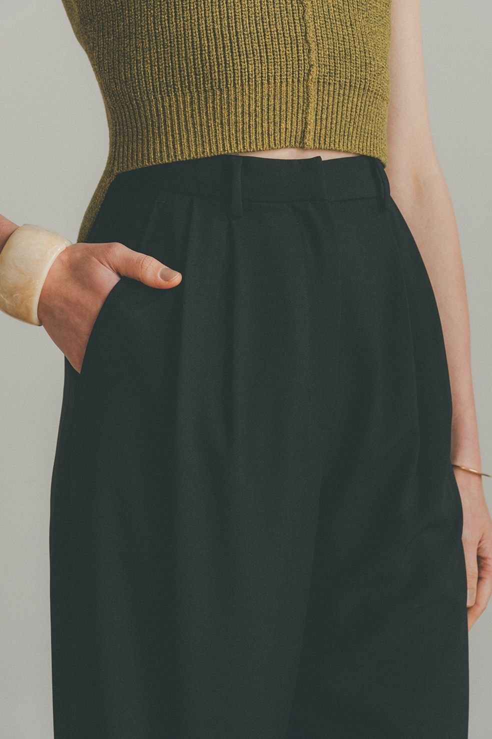 【22SS 2nd】 ベーシックタックパンツ - BASIC TUCK PANTS - BLACK