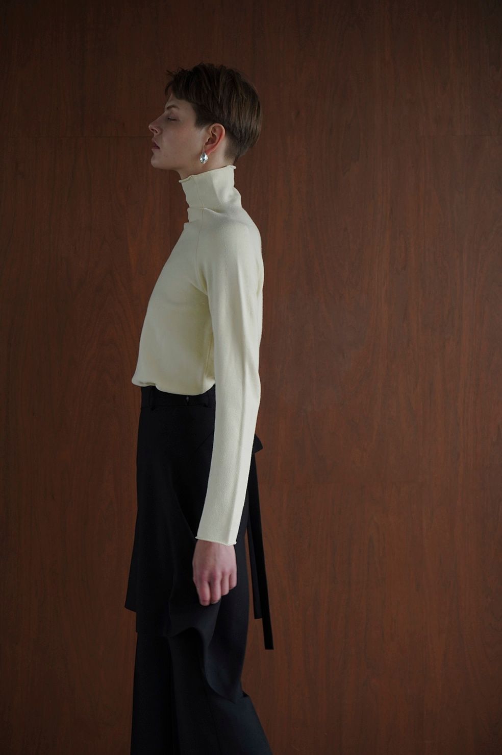 CLANE - ベーシック ハイネック ニット - ROLL H/N KNIT TOPS - IVORY