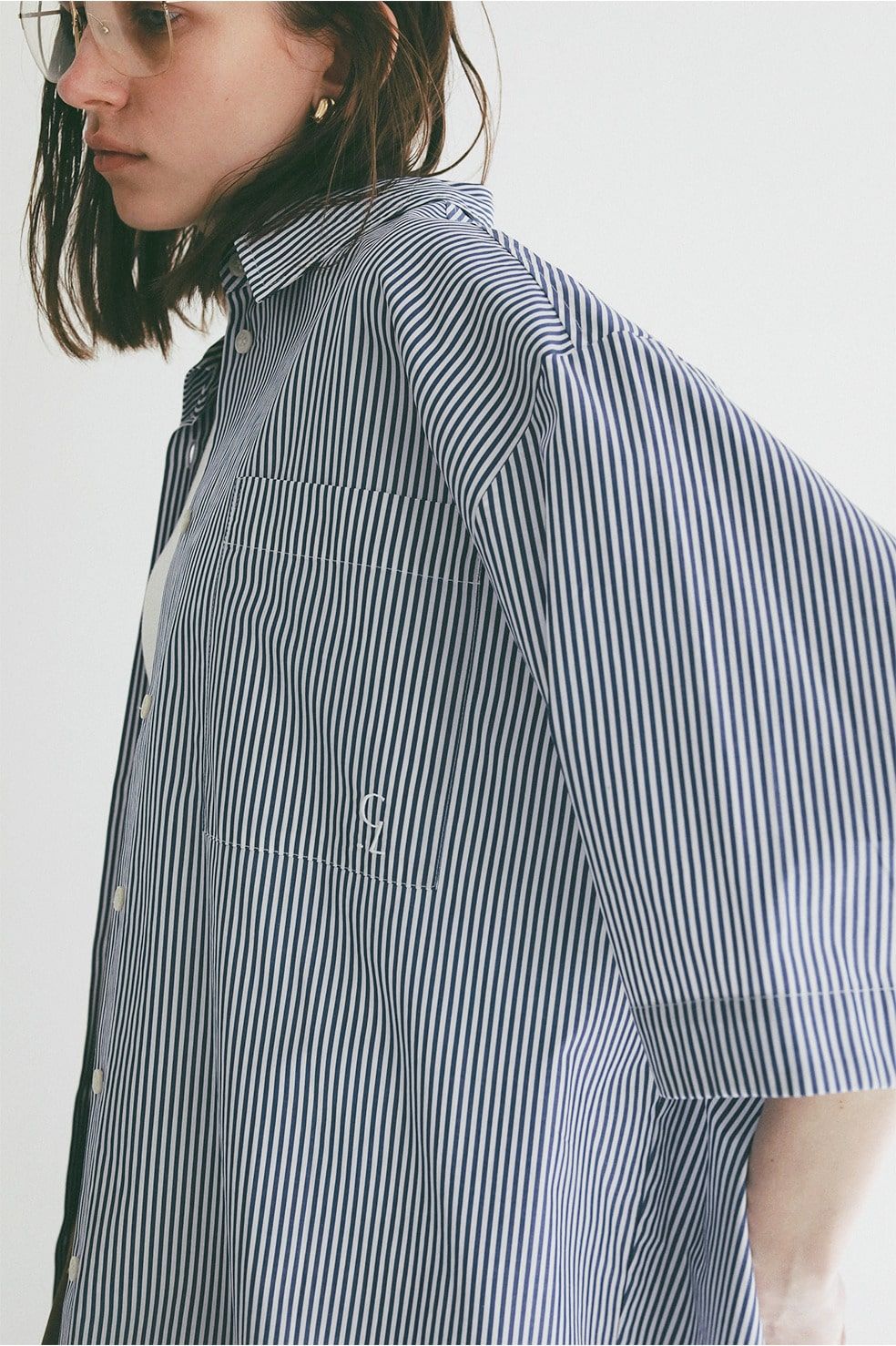 ハーフスリーブヒュージーシャツ - HALF SLEEVE HUGE SHIRTS (STRIPE)