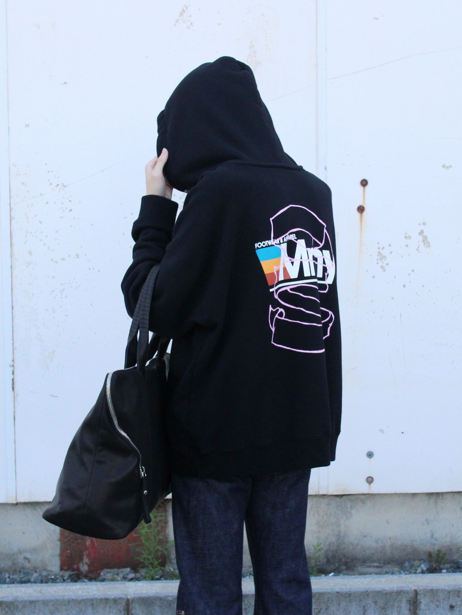 プリントフーディー - watches  printed hoodie BLACK
