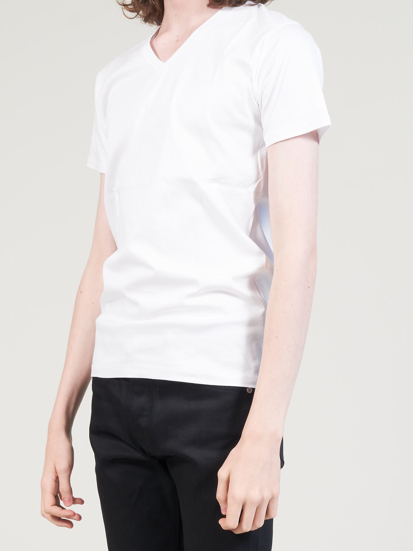 バイオシルケットスムースVネックTシャツ - V-Neck Pullover - WHITE