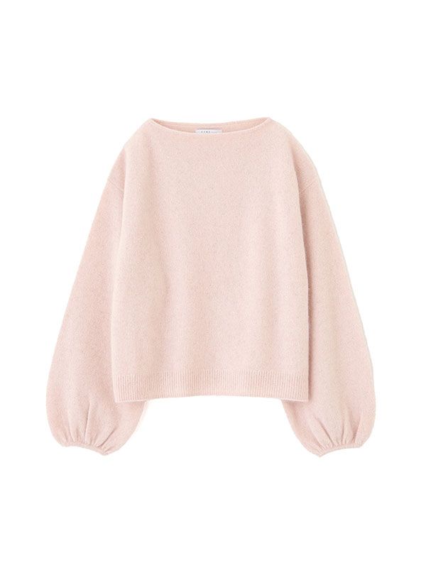 ホワイトヤクボリュームスリーブニットプルオーバー - PINK