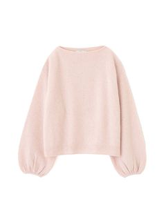 ホワイトヤクボリュームスリーブニットプルオーバー - PINK
