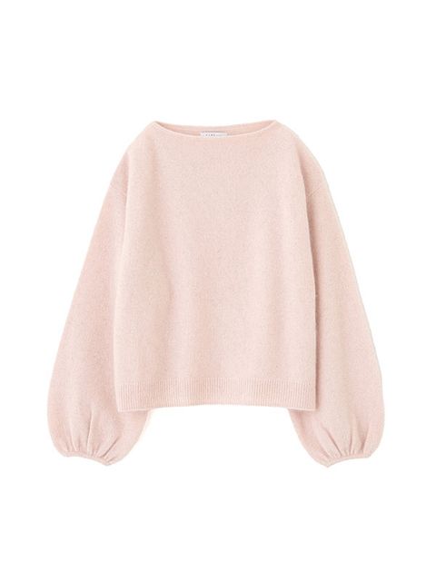ホワイトヤクボリュームスリーブニットプルオーバー - PINK