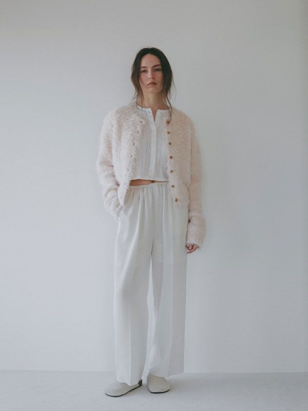 フェザーヤーンニットカーディガン （LIGHT PINK)