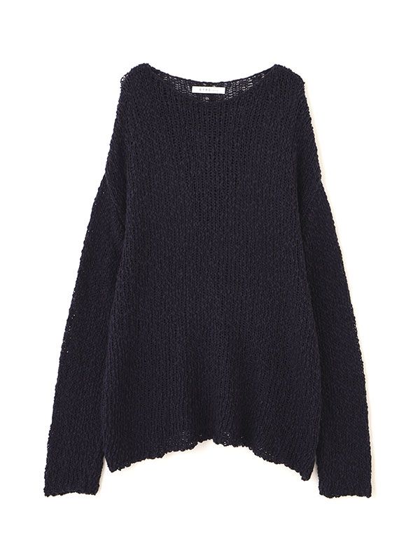 スラブヤーンローゲージニットプルオーバー (NAVY)