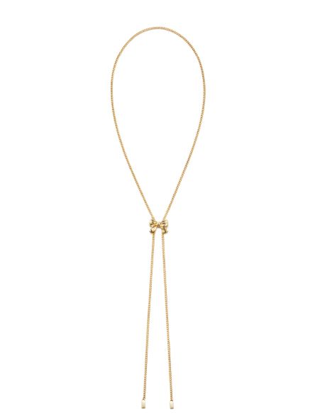 リボン ドローストリングネックレス - Ribbon Drawstring Necklace GOLD