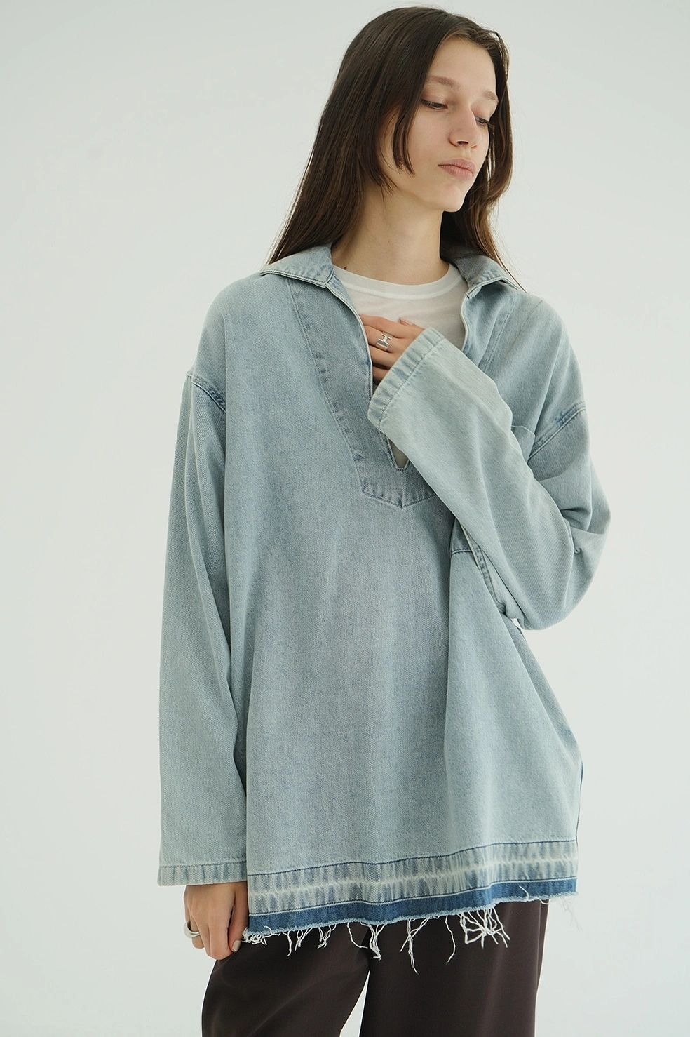 ライトオンス デニムシャツ - DENIM OVER SKIPPER SHIRTS (INDIGO)