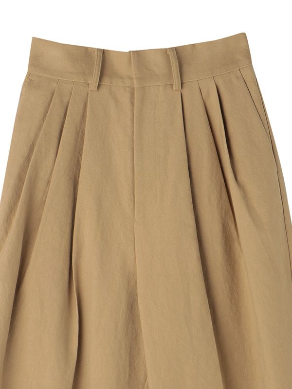 ハイウエストタックパンツ - BEIGE