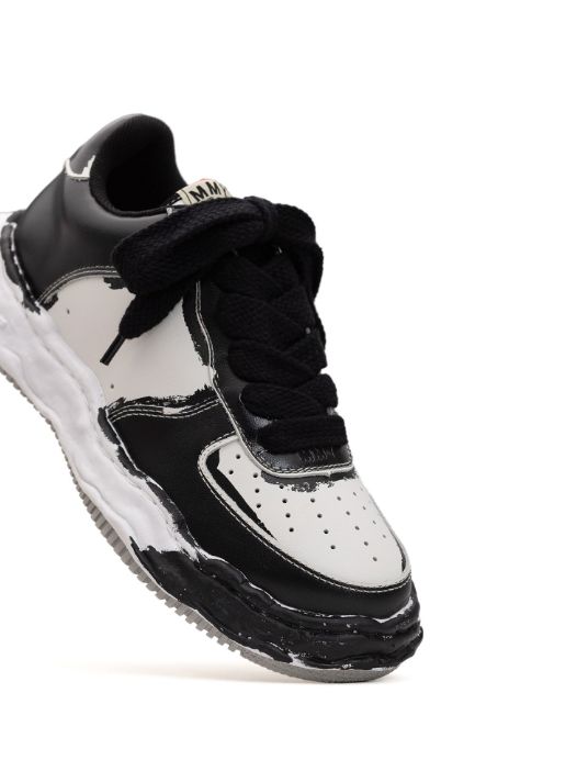 オリジナルソール スニーカー - "WAYNE" OG Sole Painted Leather Low-top Sneaker BLACK