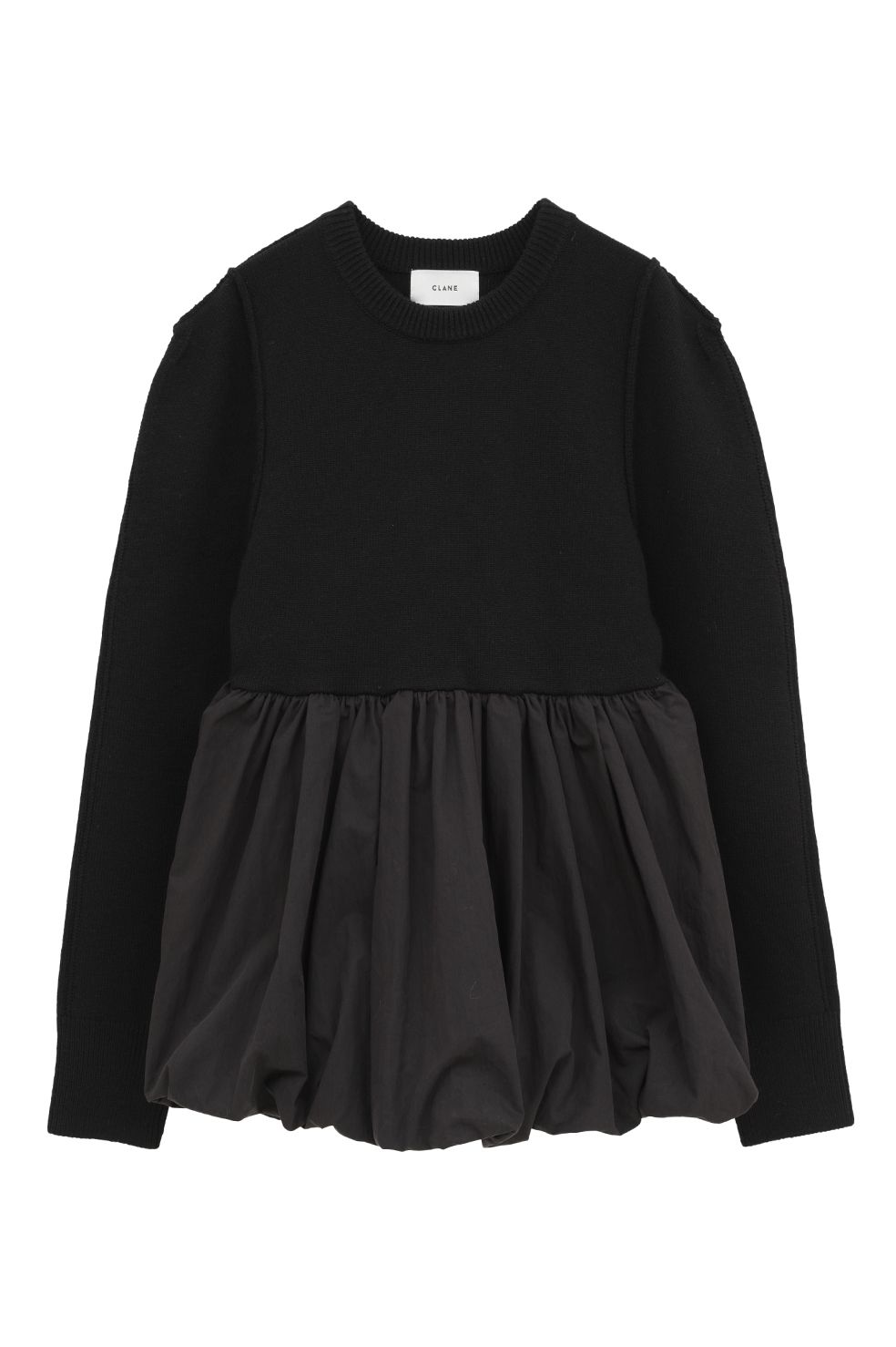 パワーショルダーニットトップス - DOCKING POWERSHOULDER KNIT TOPS - BLACK