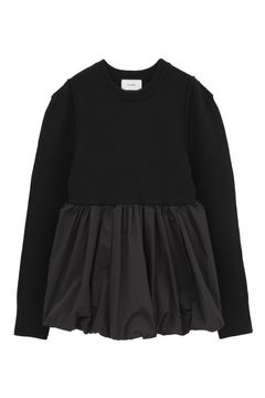 パワーショルダーニットトップス - DOCKING POWERSHOULDER KNIT TOPS - BLACK