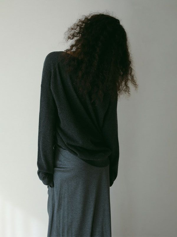 Vネックカシミヤニットプルオーバー GREY レディース リラックス スタイル