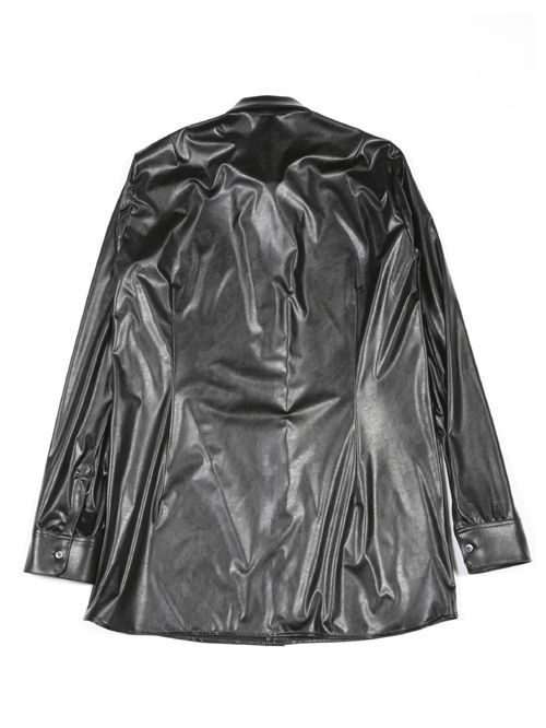 【JO1 川尻 蓮 着用】 ウォッシャブルライトフェイクレザーシャツ - Fake Leather Shirt - BLACK
